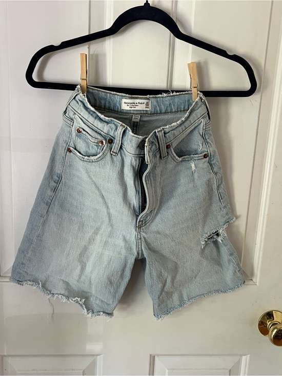 Abercrombie & Fitch Pants - Abercrombie & Fitch Faded Blue High-Rise Cutoff Denim Shorts